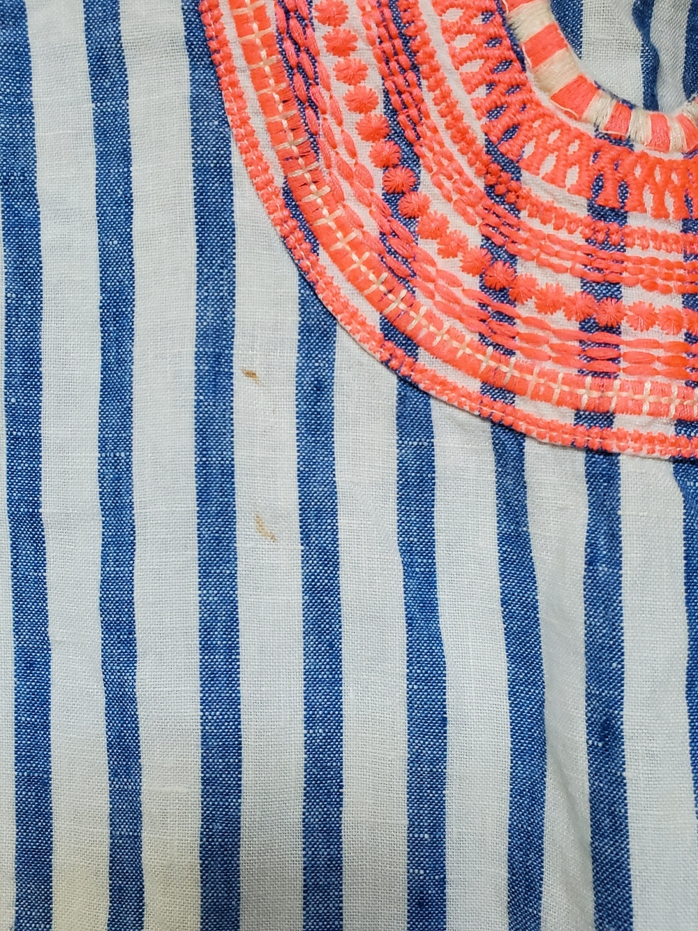 Boden Blue & White Striped Resortwear Tunic with Coral Trim - Picture 4 of 7